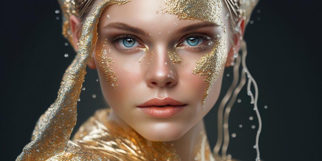 Kunstvolles Gesicht mit goldener Textur | Masterarbeit schreiben lassen